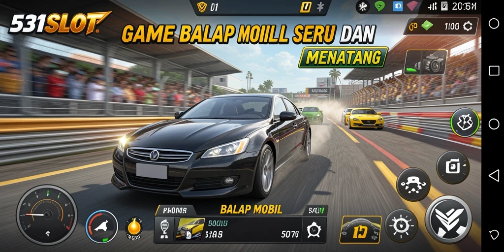Tampilan antarmuka game Balap Mobil 531SLOT yang menarik.
