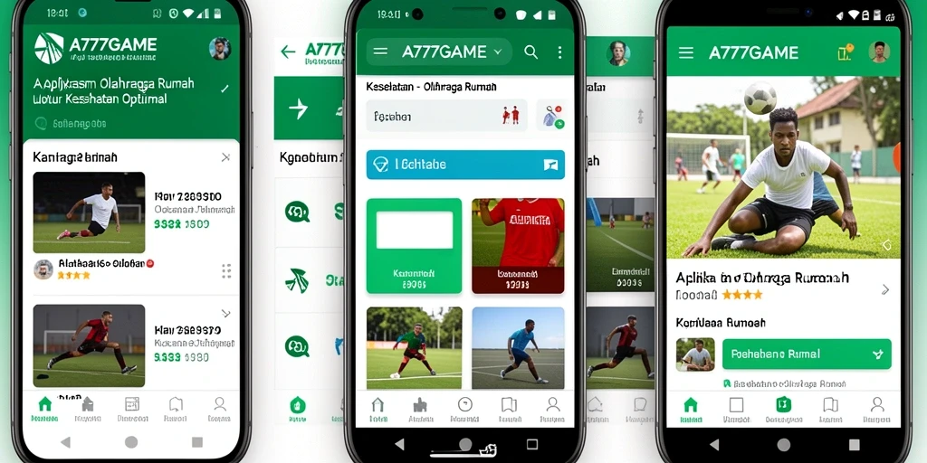 Tampilan A777GAME dengan berbagai pilihan latihan olahraga rumah.