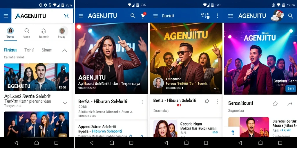 Antarmuka AGENJITU menampilkan berita selebriti terbaru dan menarik.