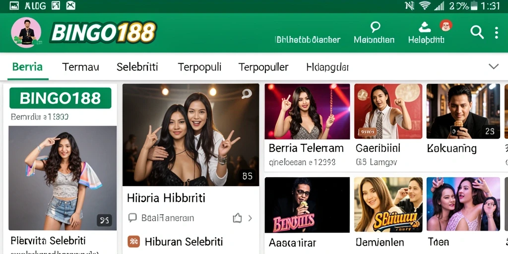 Antarmuka BINGO188 yang menarik dengan berita selebriti terkini.