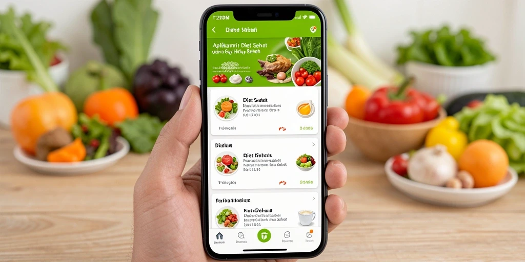 Tampilan antarmuka F200M dengan fitur Diet Sehat yang mudah digunakan.