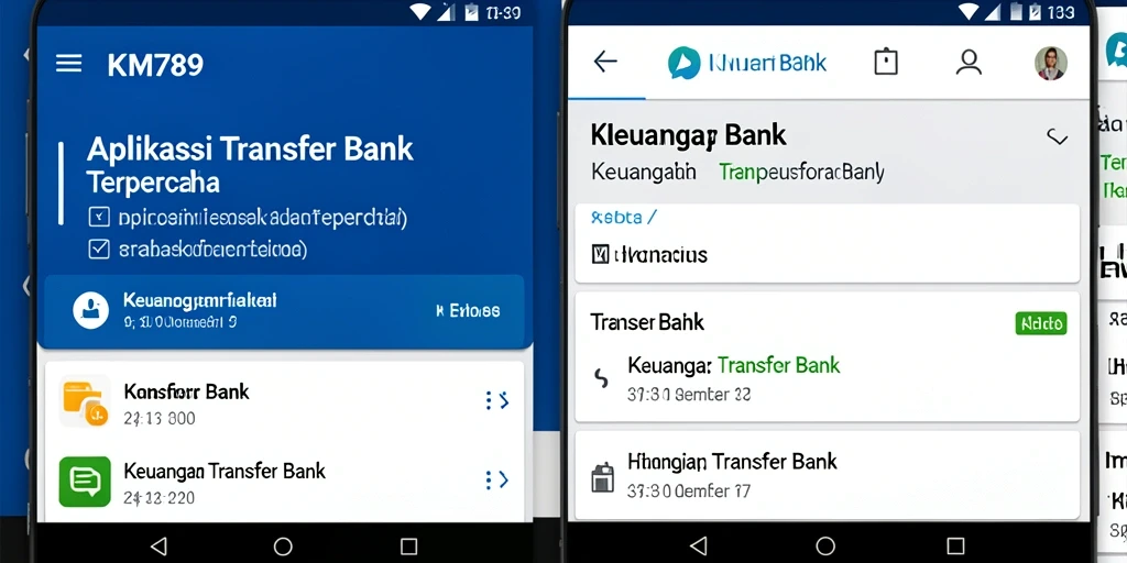 Tampilan antarmuka aplikasi KM789 yang memudahkan transaksi Transfer Bank.