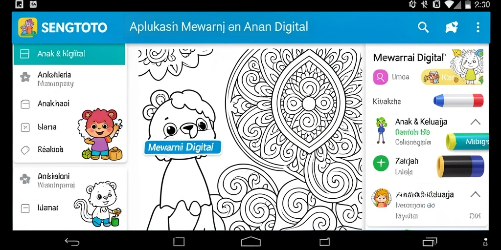 Screenshot utama SENGTOTO menampilkan desain antarmuka Mewarnai Digital yang menarik.