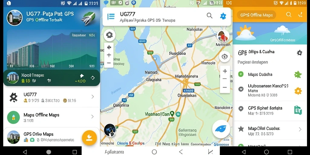 Tampilan antarmuka aplikasi UG777 untuk navigasi peta offline.